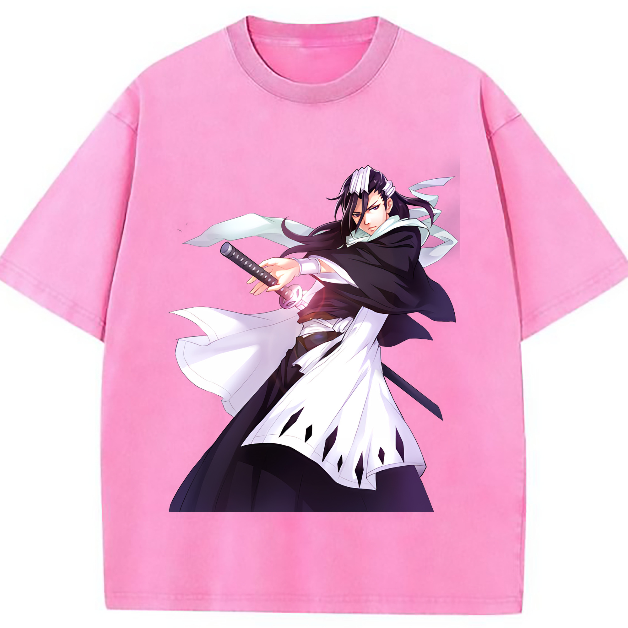 （画像用） ブリーチ くちき びゃくや BLEACH Kuchiki Byakuya 綿100% ヴィンテージ風 半袖Tシャツ（フロントプリント）